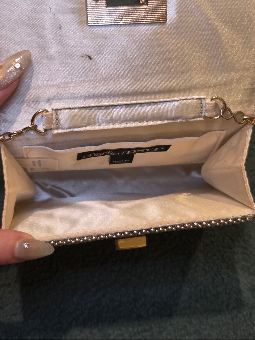 Charming Charlie RSVP Gold Mesh Crossbody Evening Bag Clutch - Picture 5 of 9